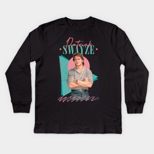 Patrick Swayze // Retro Style Fan Art Kids Long Sleeve T-Shirt